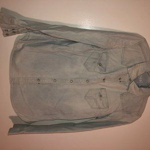 Gap Pearl Button Striped Denim Button Up